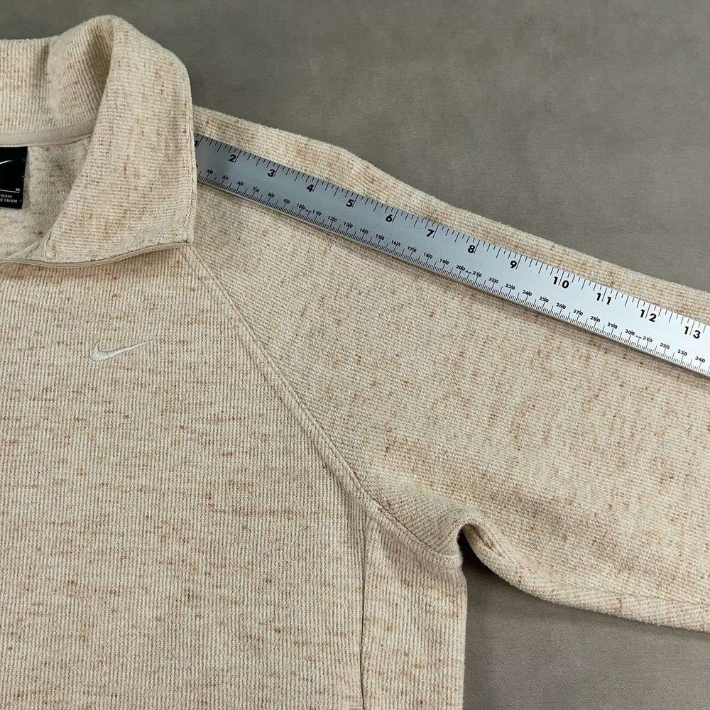 Nike Quarter Zip Mock Neck Pullover Sweater Women's Size Medium Beige Cropped - Picture 9 of 12